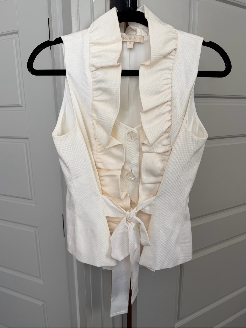 Etcetera Cream Ruffled Vest Blouse